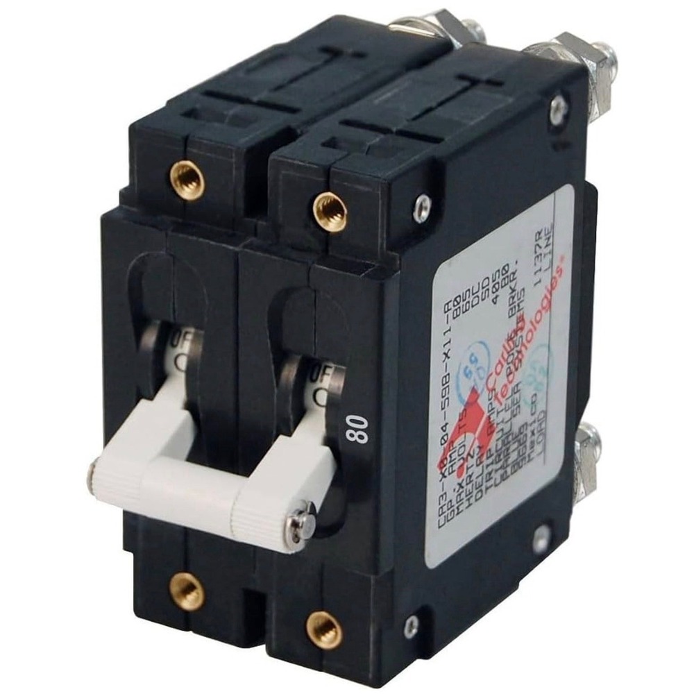 Blue Sea Systems 7256 C-Series White Toggle Double Pole 80A Circuit Breaker